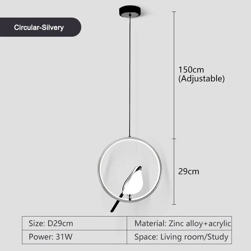Magpie Bird Pendant Light modern hanging chandelier