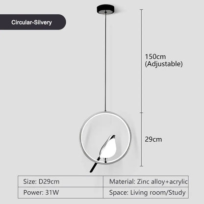 Magpie Bird Pendant Light modern hanging chandelier