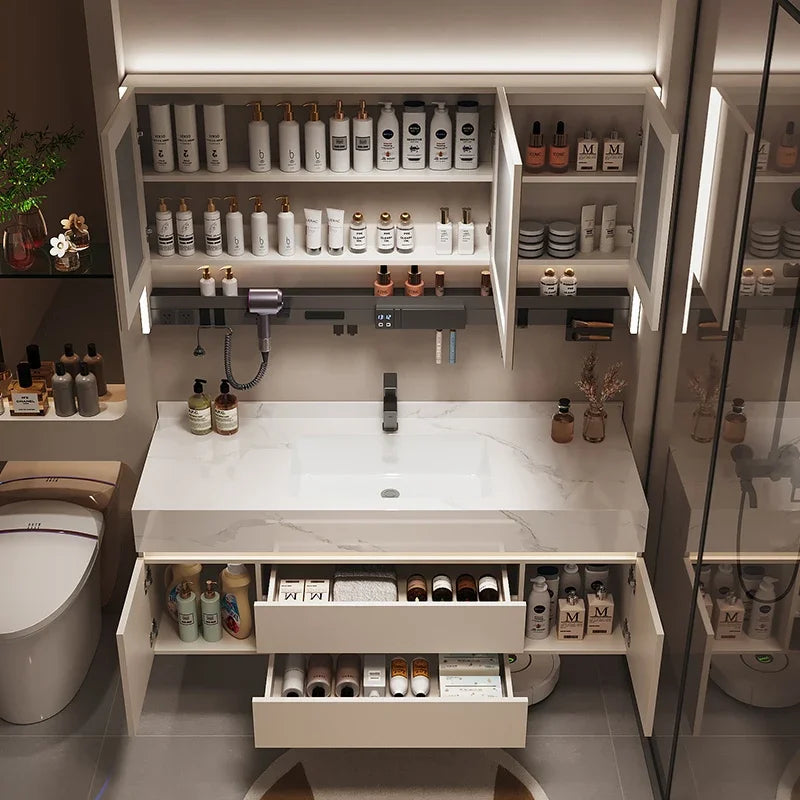 Bathroom Storage Cabinet with Mirror modern washroom organizer