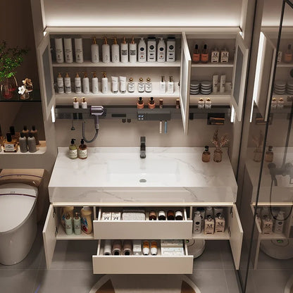 Bathroom Storage Cabinet with Mirror modern washroom organizer