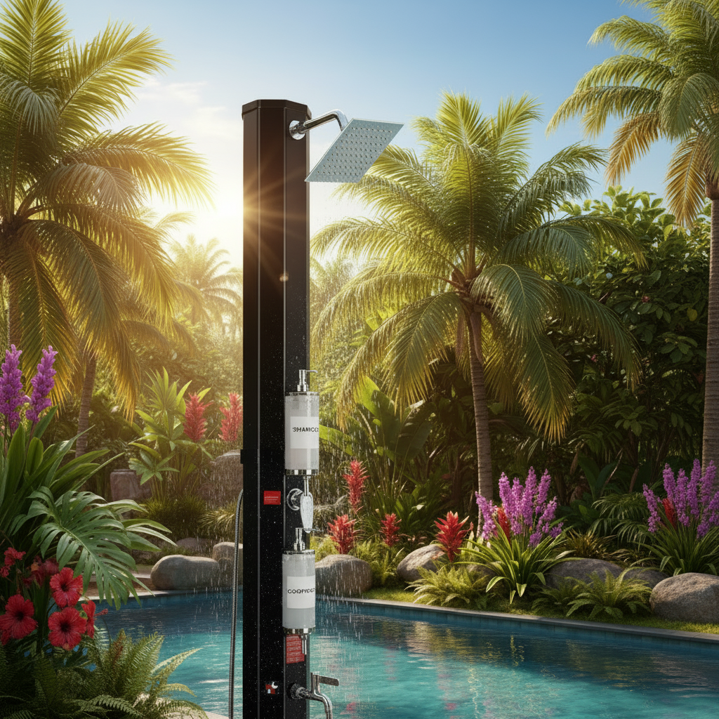 SolarPowered 225cm Outdoor Shower with Cover  Footwash