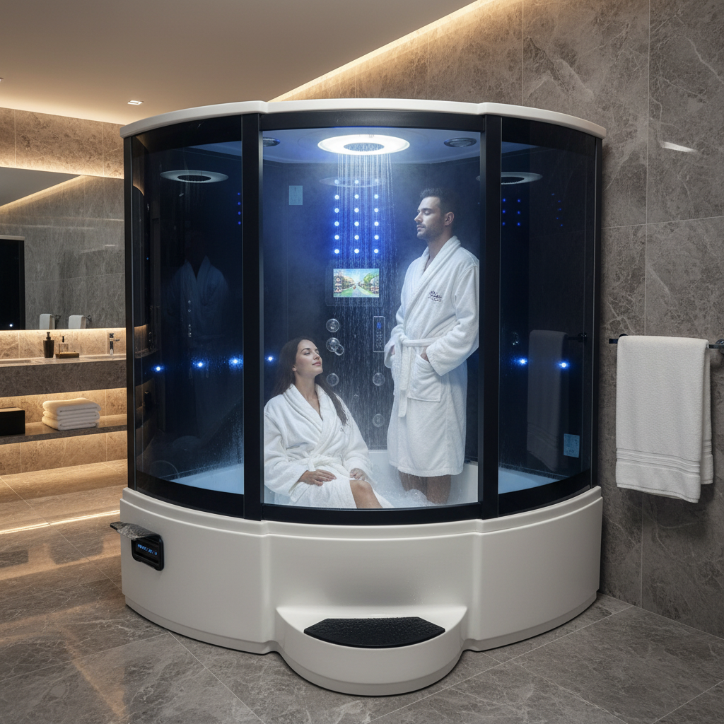 Steam Shower Enclosure 1500x1500x2150mm | TV, WiFi & Wet Sauna | Double Person | A-070