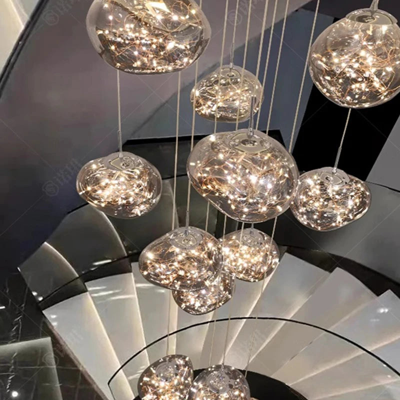 Modern LED Pendant Chandelier above kitchen island