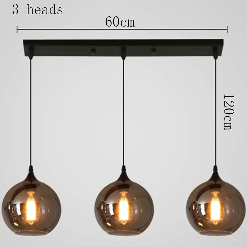 LED Glass Ball Pendant Light above dining table