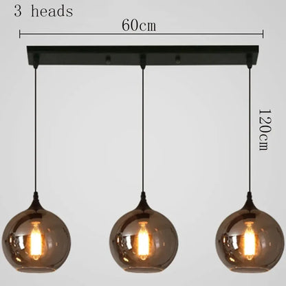 LED Glass Ball Pendant Light above dining table