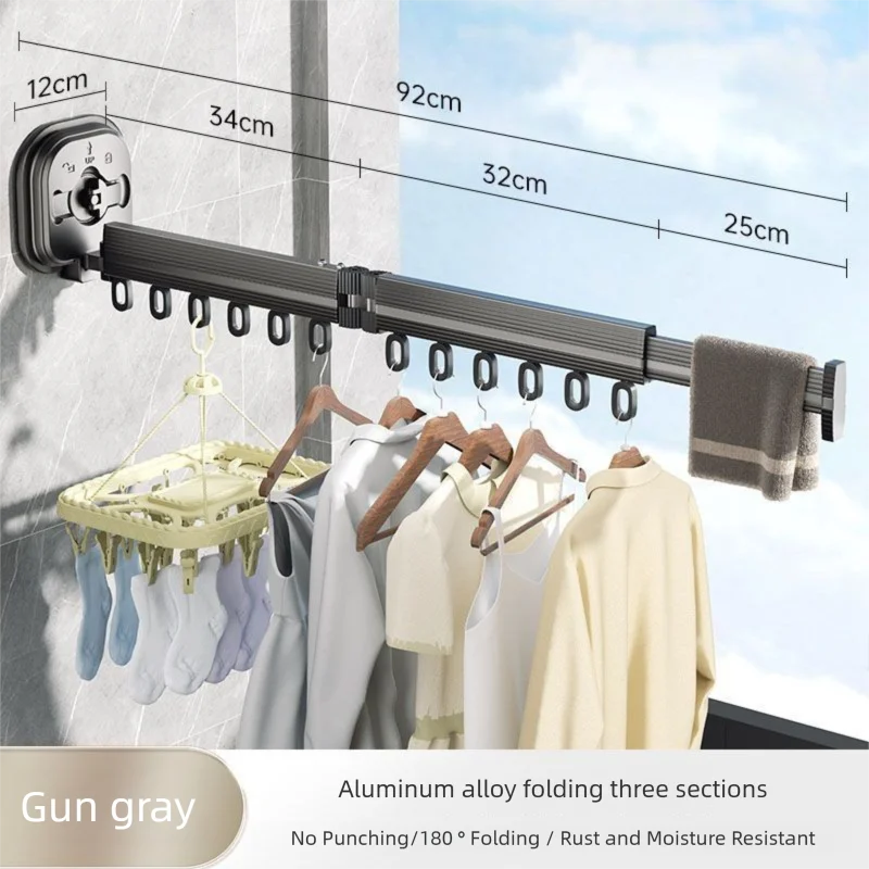 Telescopic Clothes Drying Rack adjustable balcony laundry hanger