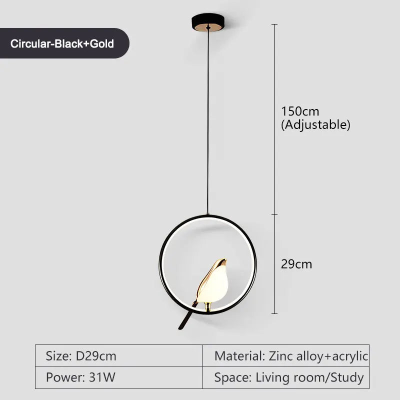 Magpie Bird Pendant Light rotatable LED chandelier