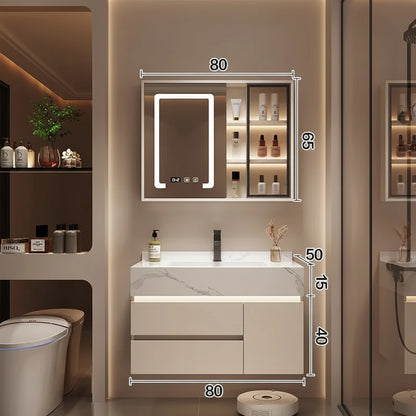 Bathroom Storage Cabinet with Mirror above bathroom vanity