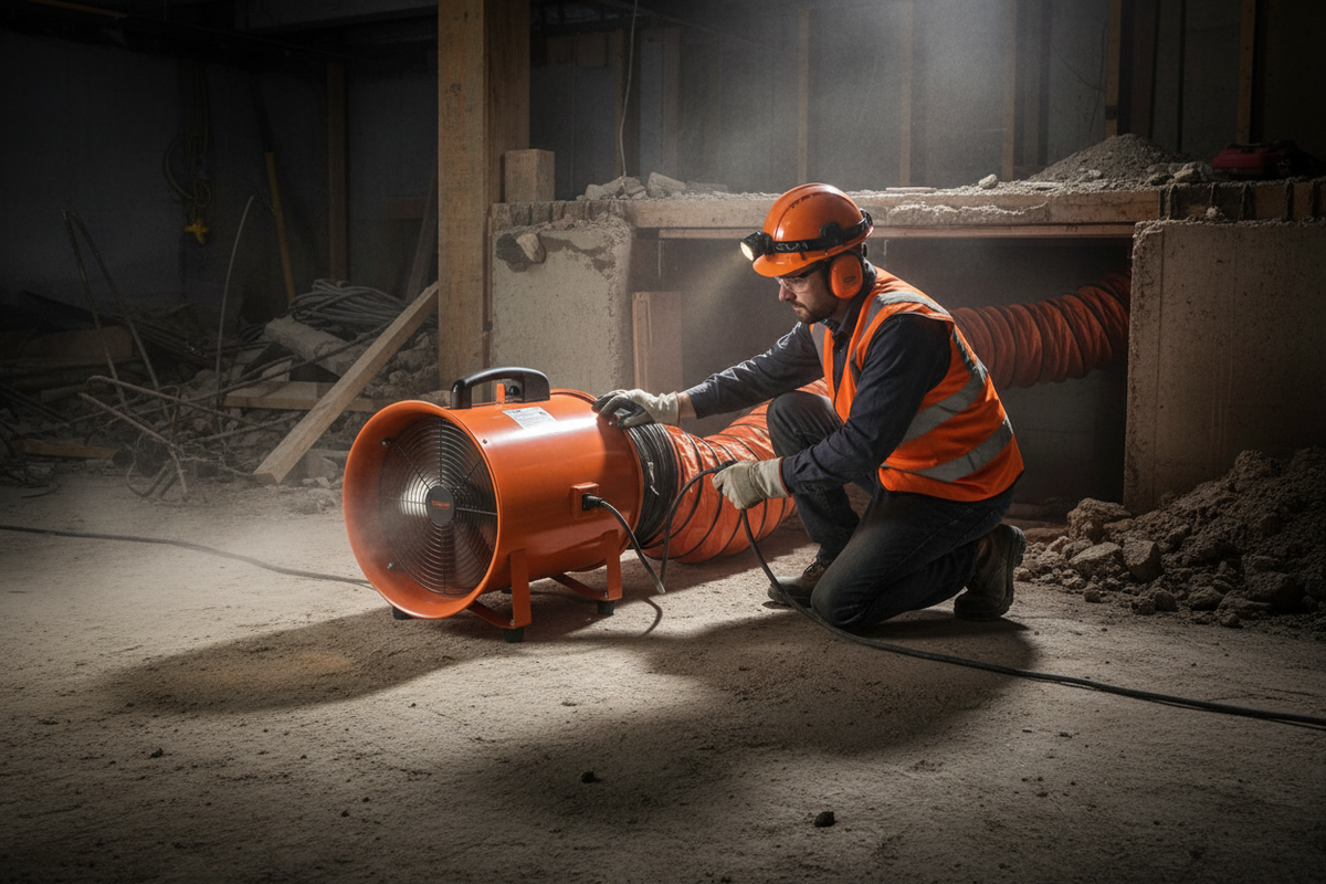 VEVOR 8 Zoll Abluftventilator Industrie-Ventilator mit 10M/5M PVC-Luftschlauch 145W Tragbares Absauggebläse für Lager und Zuhause