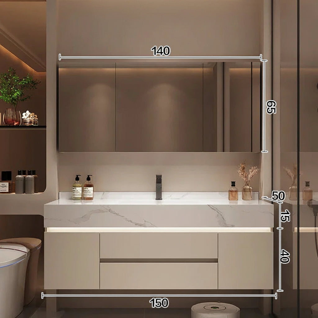 Bathroom Storage Cabinet with Mirror above bathroom sink
