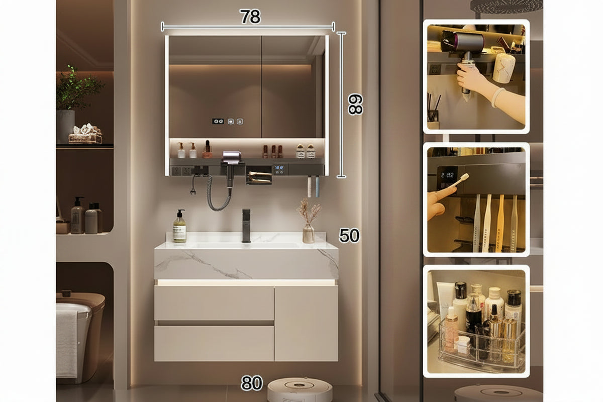 Bathroom Storage Cabinet with Mirror modern washroom organizer