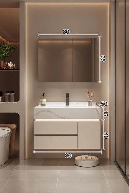 Bathroom Storage Cabinet with Mirror above bathroom vanity