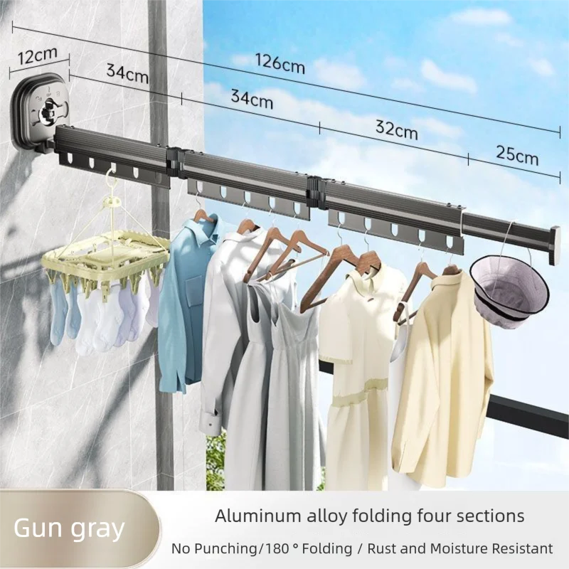 Telescopic Clothes Drying Rack adjustable balcony laundry hanger