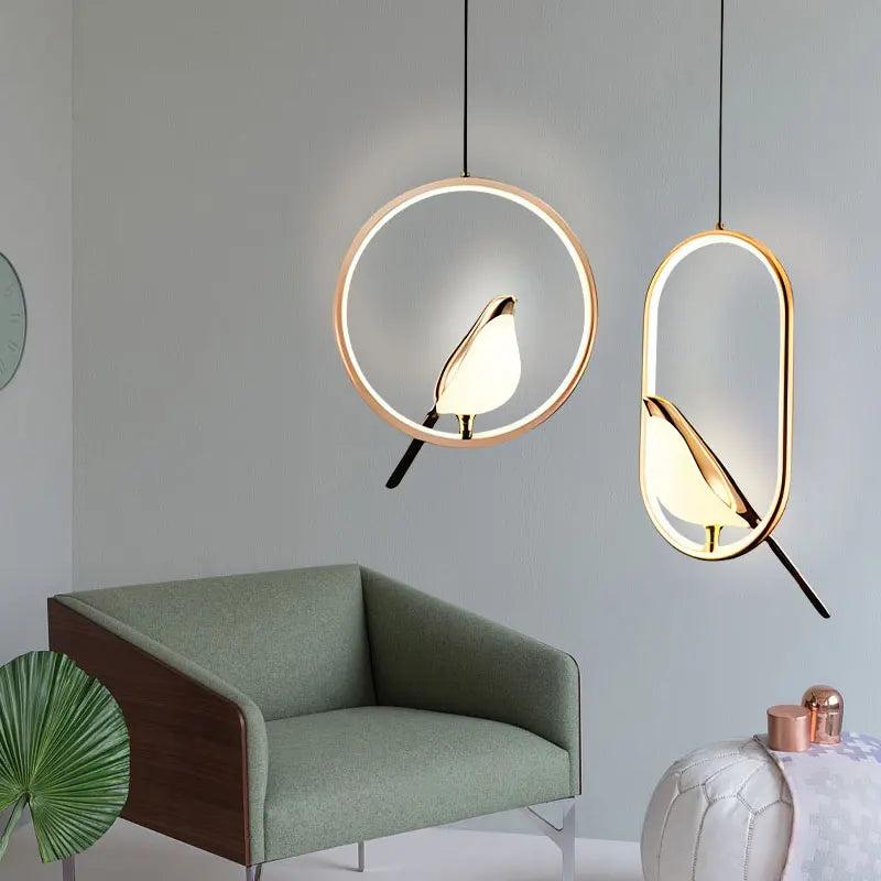 Magpie Bird Pendant Light artistic interior lighting