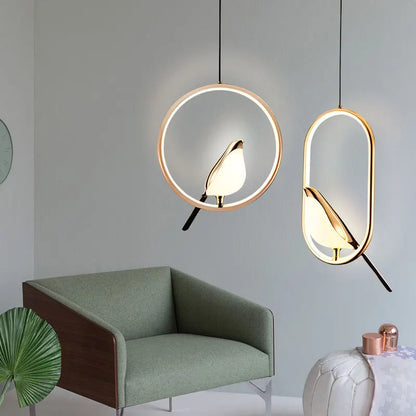 Magpie Bird Pendant Light modern hanging chandelier