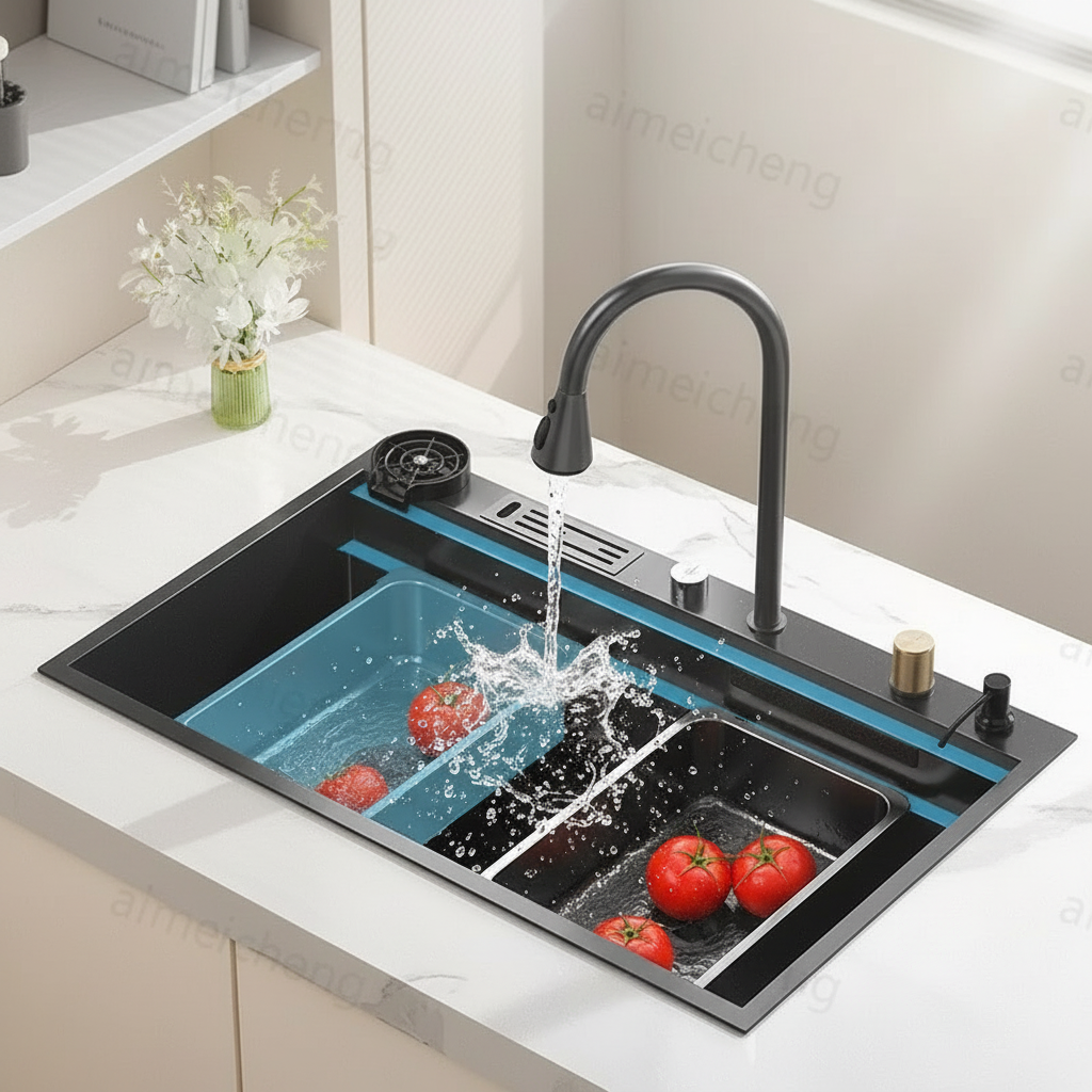 Super Large Waterfall Kitchen Sink | Stainless Steel, Single Bowl &amp; Multifunctional Wash Basin