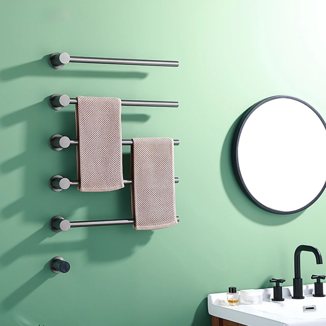 Bathroom Electric Heated Towel Rail Warmer Digital Display Temperature Time Control Smart Home Concealed Bar 304 Stainless Steel