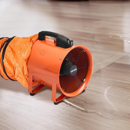 VEVOR 8 Zoll Abluftventilator Industrie-Ventilator mit 10M/5M PVC-Luftschlauch 145W Tragbares Absauggebläse für Lager und Zuhause