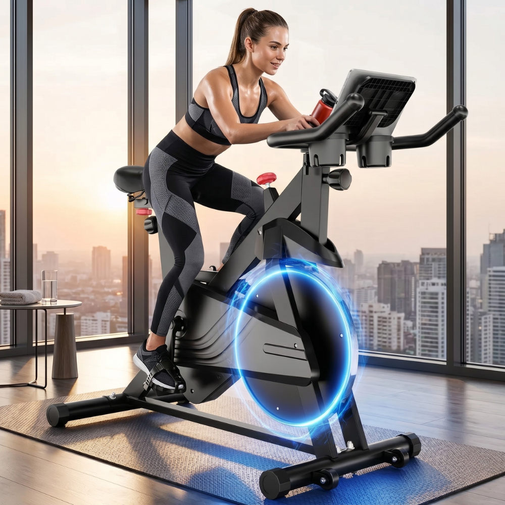 Superun Heimtrainer, 32-Stufen Magnetwiderstand Standfahrräder für Zuhause, Geräuscharmes Trainingsfahrrad für Zuhause
