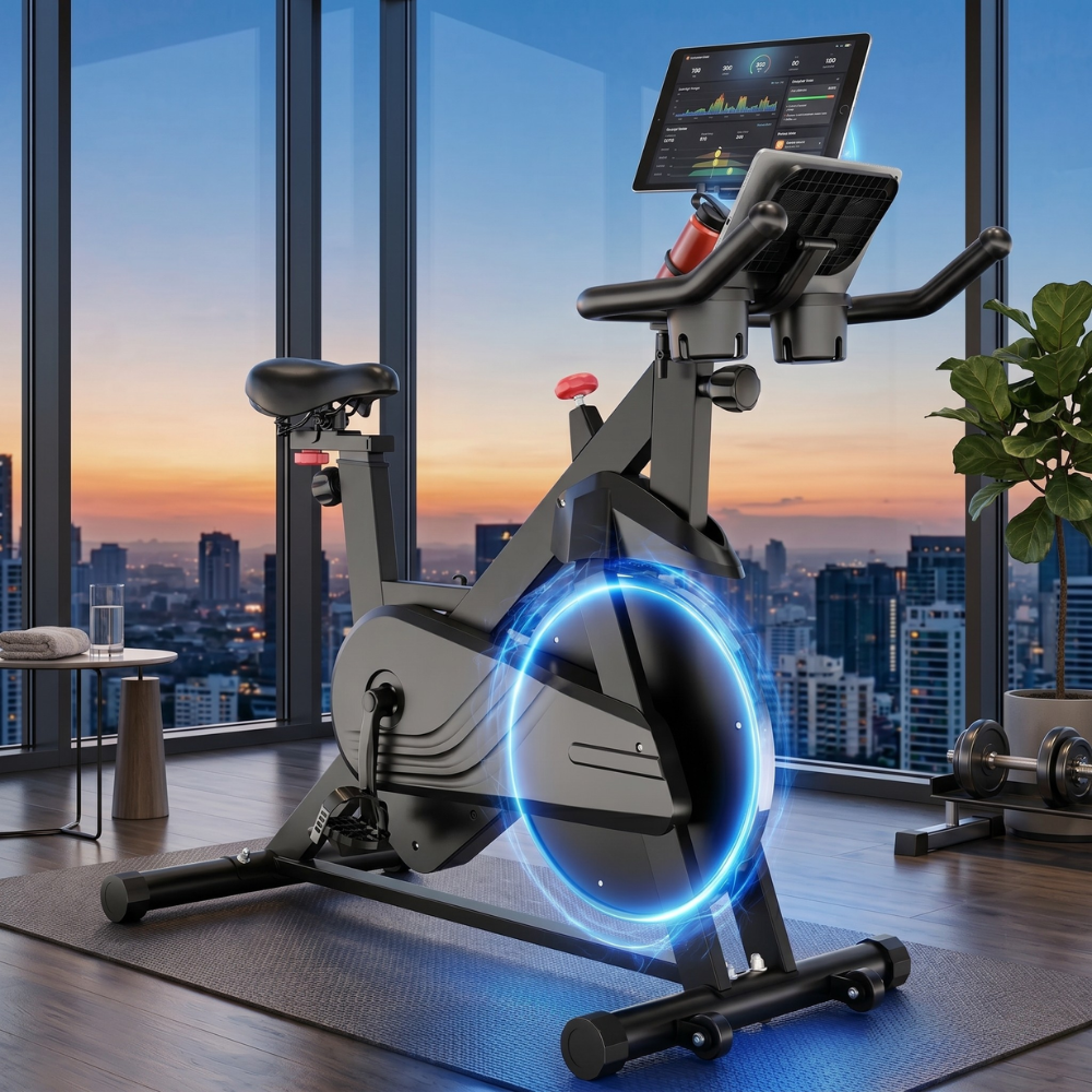 Superun Heimtrainer, 32-Stufen Magnetwiderstand Standfahrräder für Zuhause, Geräuscharmes Trainingsfahrrad für Zuhause