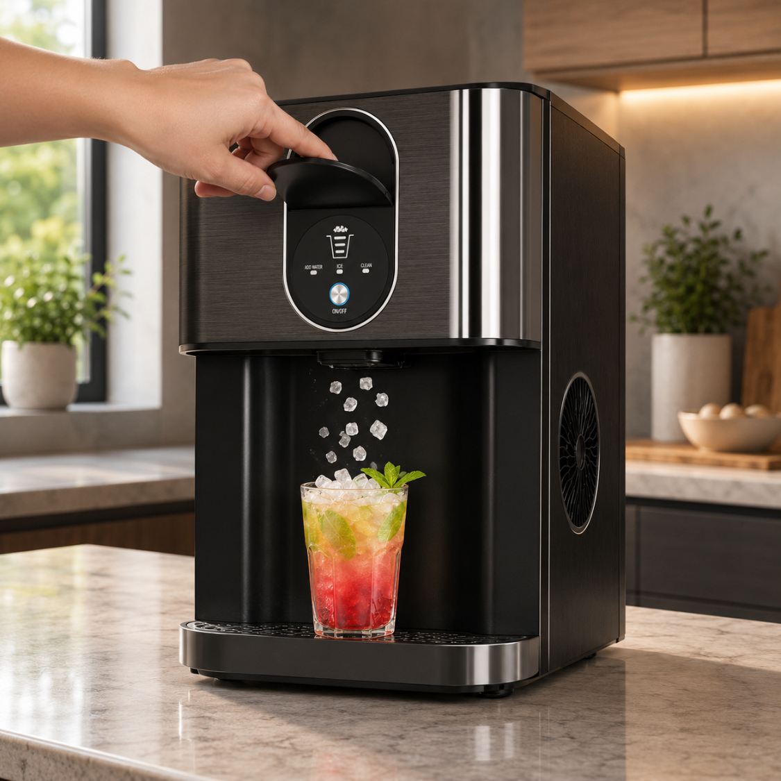 Nugget Ice Maker Countertop, 44lbs/24H Soft Chewable Pellet Ice Maker Machine