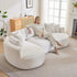 Oversized Chenille White sectional sofa with textured upholstery, rounded chaise ends, deep seats, and matching cushions