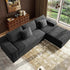 Oversized Deep Seat L-shaped modular sofa in dark charcoal corduroy, with ribbed upholstery, loose cushions and chaise section.