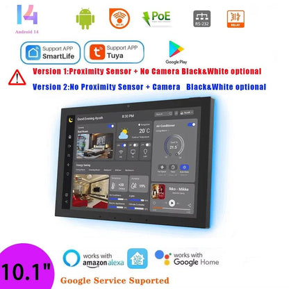 Proximity Sensing Android POE Tablet with a black rectangular touchscreen display and slim wall-mount design.